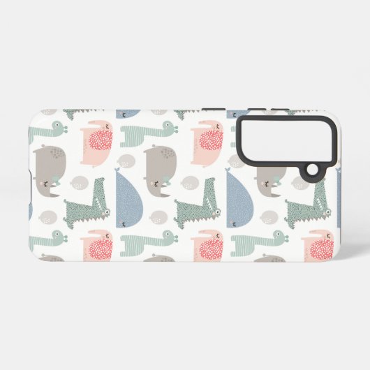 Funny Face Cute Doodle Animal Patroon Samsung Galaxy Hoesje (Achterkant horizontaal)