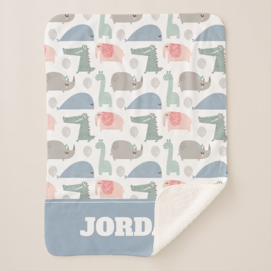 Funny Face Cute Doodle Animal Patroon Sherpa Deken (Voorkant)