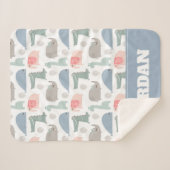 Funny Face Cute Doodle Animal Patroon Sherpa Deken (Voorkant (horizontaal))