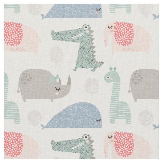 Funny Face Cute Doodle Animal Patroon Stof (Close Up)