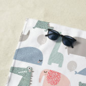 Funny Face Cute Doodle Animal Patroon Strandlaken (In situ)