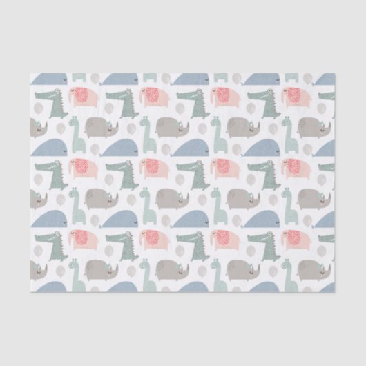 Funny Face Cute Doodle Animal Patroon Tissuepapier (Voorkant)