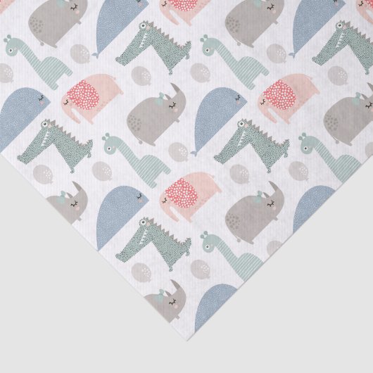 Funny Face Cute Doodle Animal Patroon Tissuepapier (Detail)