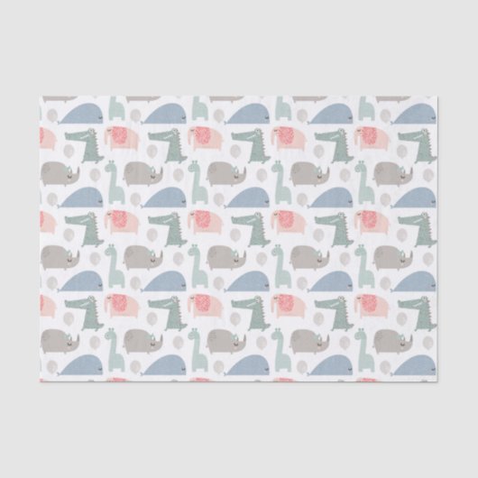 Funny Face Cute Doodle Animal Patroon Tissuepapier (Voorkant)
