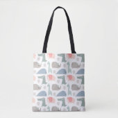 Funny Face Cute Doodle Animal Patroon Tote Bag (Voorkant)