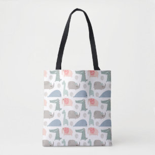 Funny Face Cute Doodle Animal Patroon Tote Bag