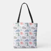 Funny Face Cute Doodle Animal Patroon Tote Bag (Achterkant)