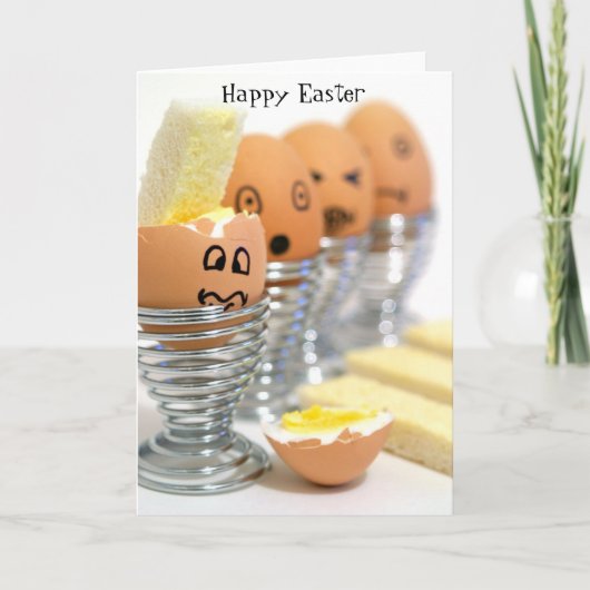 Funny Face Eggs Happy Easter Kaart (Voorkant)