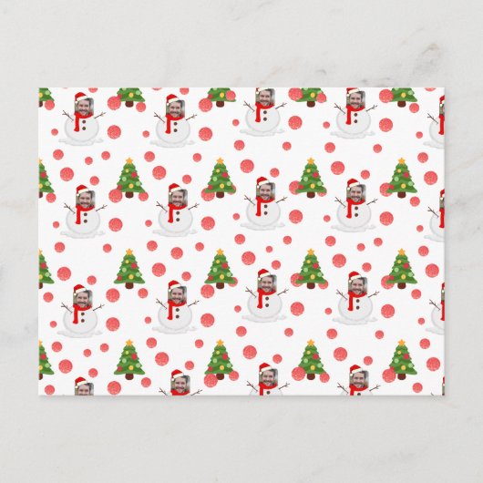 Funny Face Foto gepersonaliseerd Snowman Kerstmis Briefkaart (Voorkant)