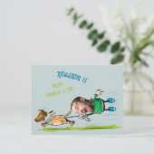 Funny Face foto Man Wandelhond speels Briefkaart (Staand voorkant)