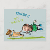 Funny Face foto Man Wandelhond speels Briefkaart (Voorkant)