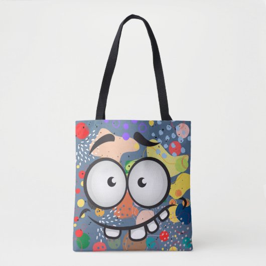Funny face glimlachend kleurrijk abstract blauw ro tote bag (Voorkant)