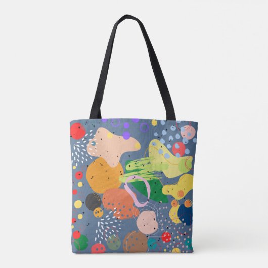 Funny face glimlachend kleurrijk abstract blauw ro tote bag (Achterkant)