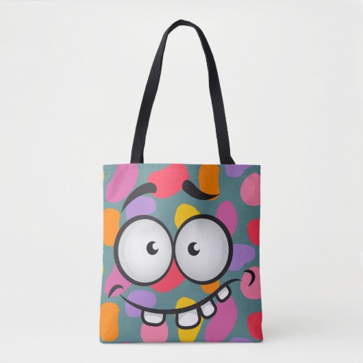 Funny face glimlacht kleurrijk patroon blauw sinaa tote bag (Voorkant)