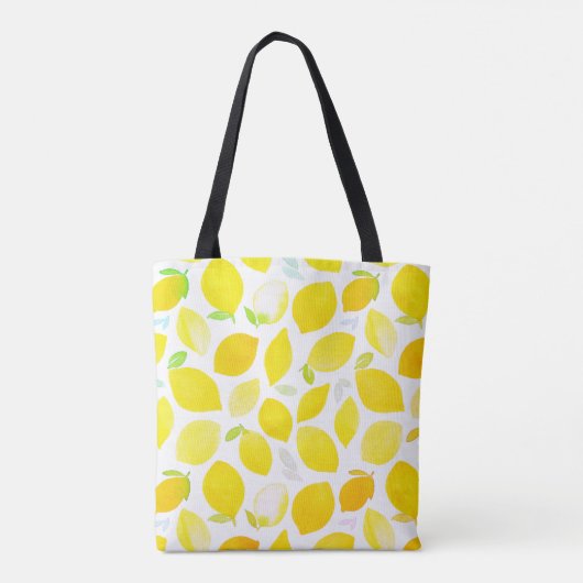 Funny face glimlacht kleurrijk patroon citrusgeel tote bag (Achterkant)