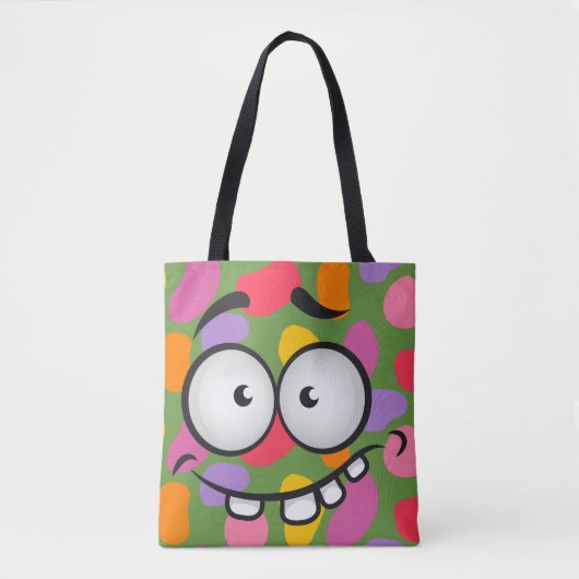 Funny face glimlacht kleurrijk patroon groen sinaa tote bag (Voorkant)