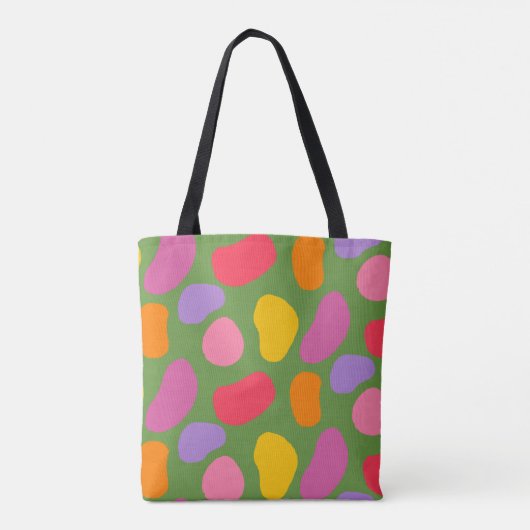 Funny face glimlacht kleurrijk patroon groen sinaa tote bag (Achterkant)