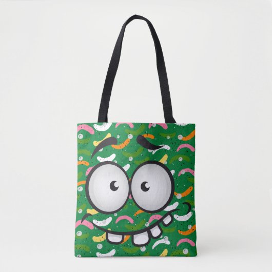 Funny face glimlacht kleurrijk patroon groen sinaa tote bag (Voorkant)