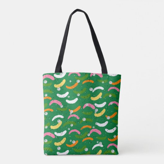 Funny face glimlacht kleurrijk patroon groen sinaa tote bag (Achterkant)