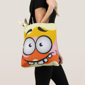 Funny face glimlacht kleurrijk patroon oranje geel tote bag (Dichtbij)