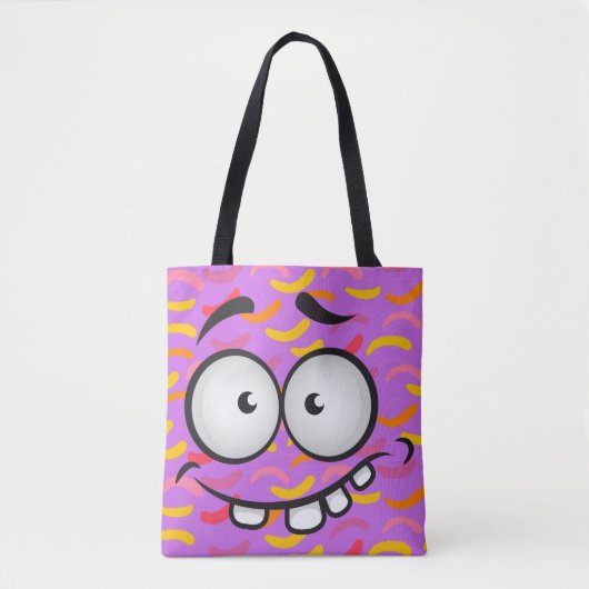Funny face glimlacht kleurrijk patroon paars sinaa tote bag (Voorkant)