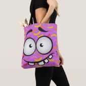 Funny face glimlacht kleurrijk patroon paars sinaa tote bag (Dichtbij)