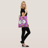 Funny face glimlacht kleurrijk patroon paars sinaa tote bag (Op model)