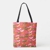 Funny face glimlacht kleurrijk patroon roze sinaas tote bag (Achterkant)