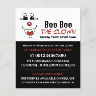 Funny Face, Kinder entertainer, Clown Adverteren Flyer