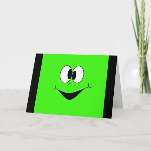 Funny Face Lime Green Birthday Kaart (Voorkant)