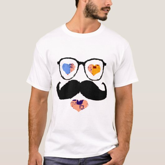Funny Face met Mustache 2 T-shirt (Voorkant)