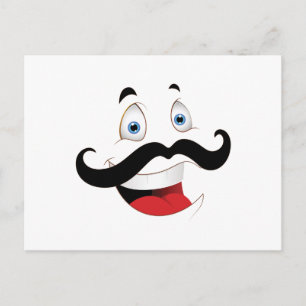 Funny Face met Mustache Briefkaart