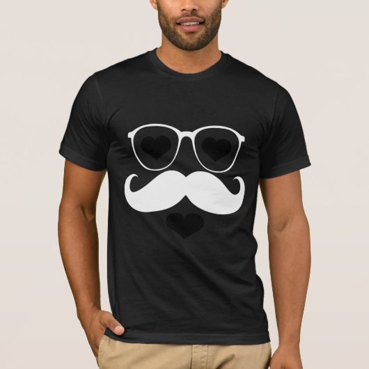 Funny Face met Mustache T-shirt (Voorkant)