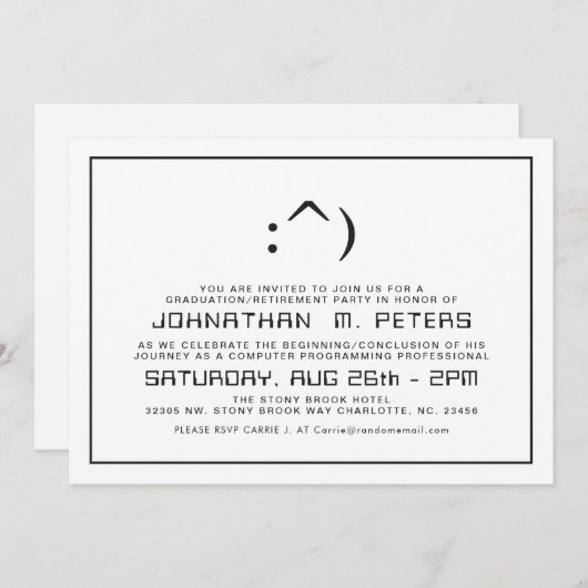 Funny Face Minimal Computer Science Afstudeerder U Kaart (Voorkant / Achterkant)