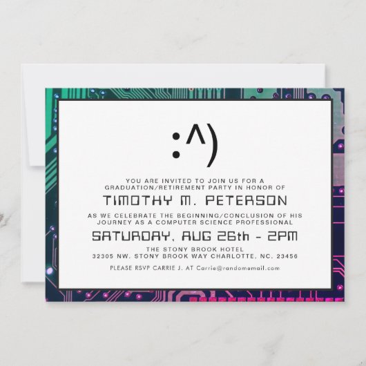 Funny Face Minimal Computer Science Afstudeerder U Kaart (Voorkant)