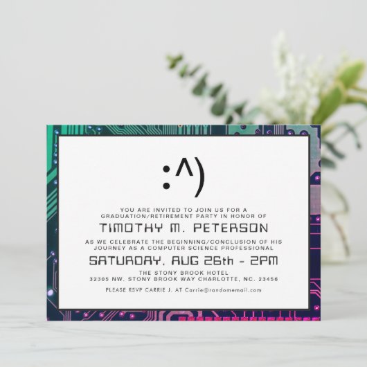 Funny Face Minimal Computer Science Afstudeerder U Kaart (Staand voorkant)