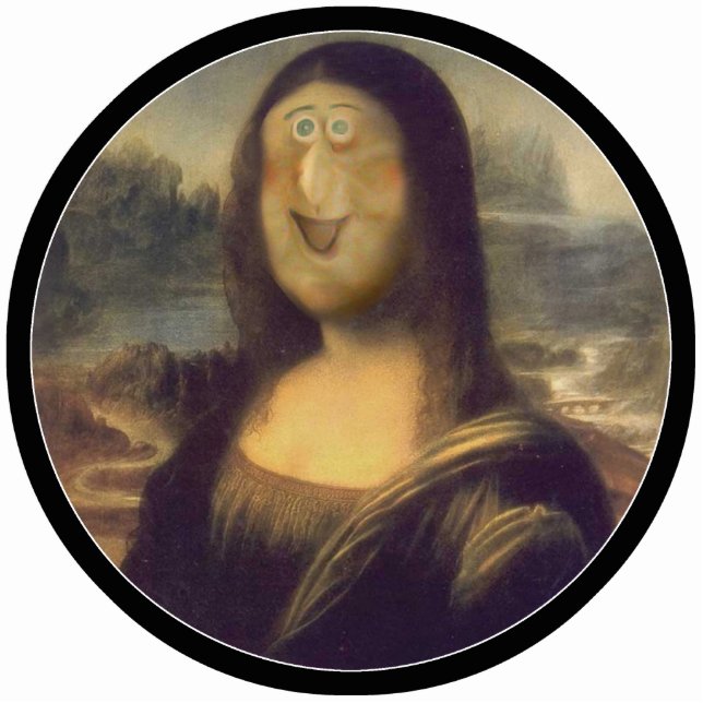 Funny Face Mona Lisa Laughter Staand Fotobeeldje (Voorkant)