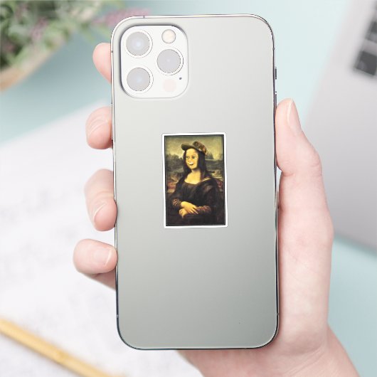 Funny Face Mona Lisa Sticker (Telefoon)