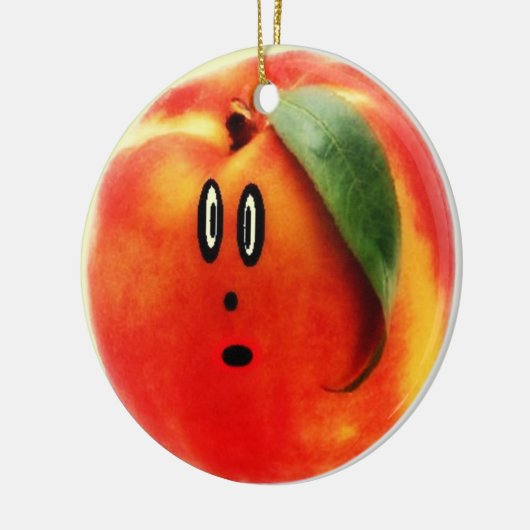 Funny Face Peach Keramisch Ornament (Links)