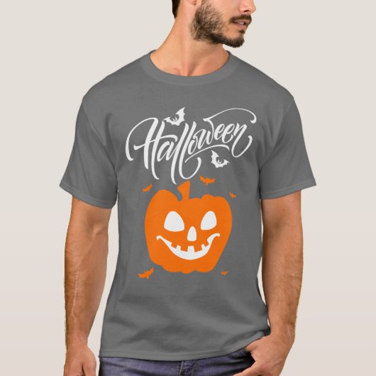 Funny Face Pumpkin Halloween Tshirts for Men (Voorkant)