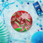 Funny Face Watermelon Design Papieren Bordje (Feest)