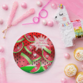Funny Face Watermelon Design Papieren Bordje (Feest)