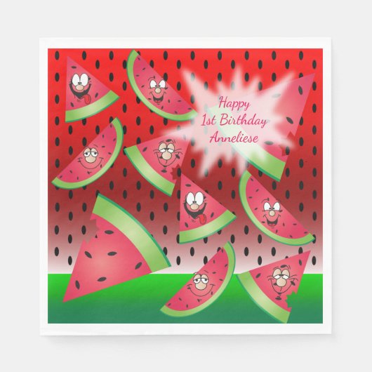 Funny Face Watermelon Design Servet (Voorkant)