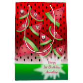 Funny Face Watermelon Kind Verjaardag Medium Cadeauzakje (Voorkant)