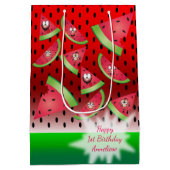 Funny Face Watermelon Kind Verjaardag Medium Cadeauzakje (Achterkant)