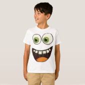 Funny Face with Green Googly Eyes Verraste Open M T-shirt (Voorkant volledig)