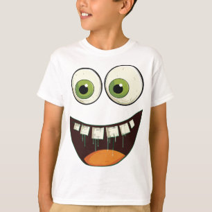 Funny Face with Green Googly Eyes Verraste Open M T-shirt