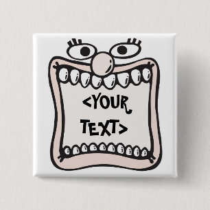 Funny Face,<YOUR TEXT> Vierkante Button 5,1 Cm