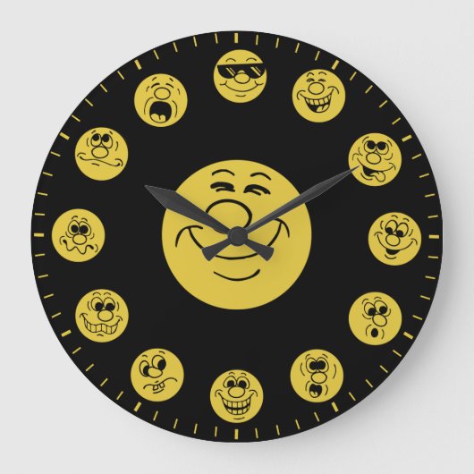 Funny Faces & Expressions in Gold Emoji's Grote Klok (Voorkant)