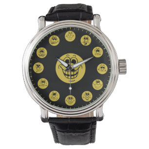 Funny Faces & Expressions in Gold Emoji's Horloge